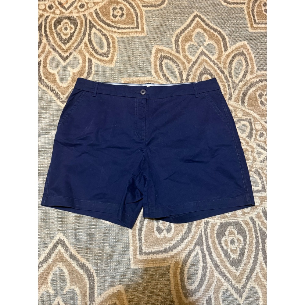 Crown & Ivy Caroline Navy Blue Chino Shorts Womens Size 16 Mid Rise Preppy Golf
